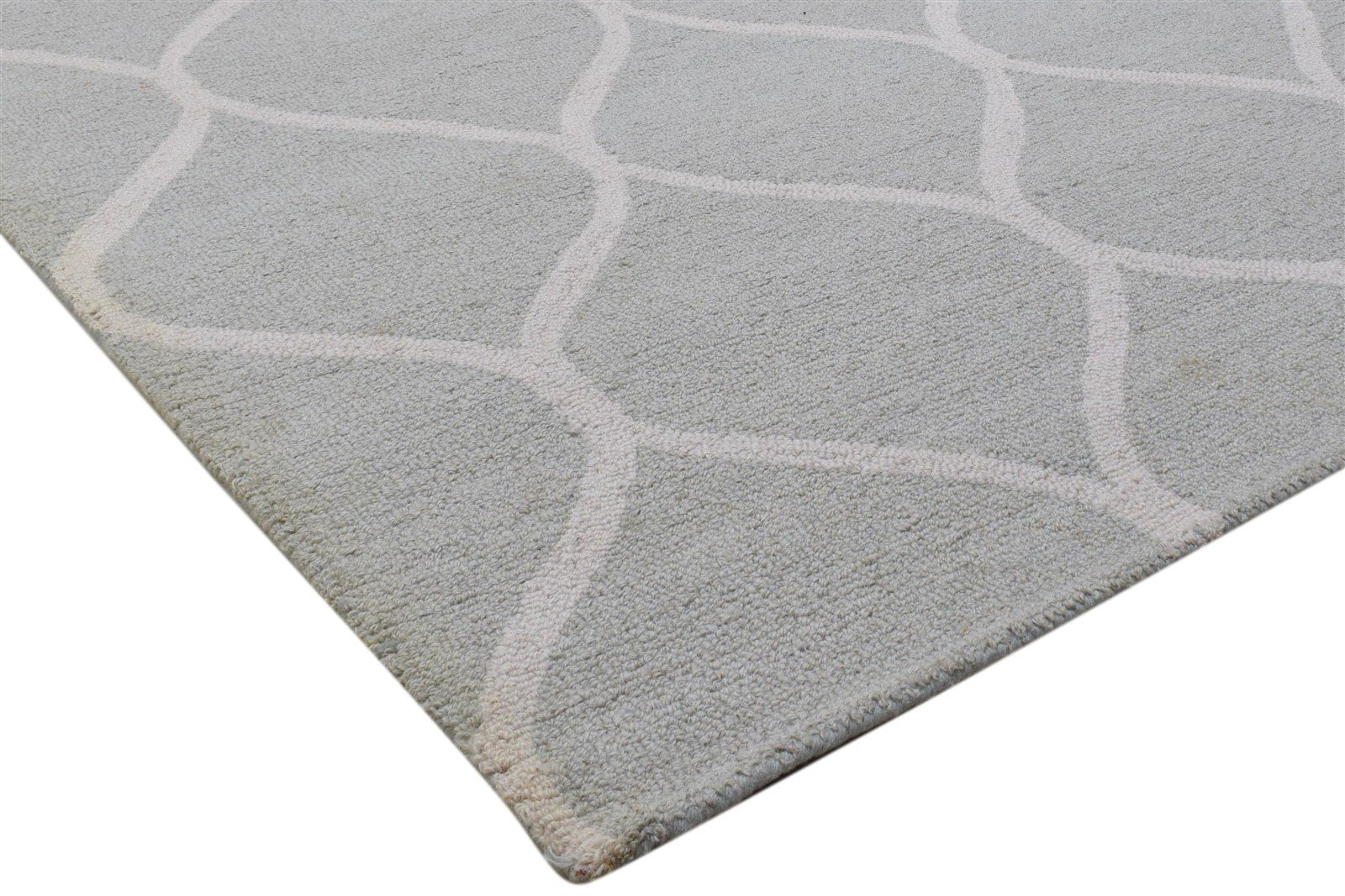 Wool Grey Rug 5' X 7' Modern Hand Tufted Moroccan Trellis Room Size Carpet 