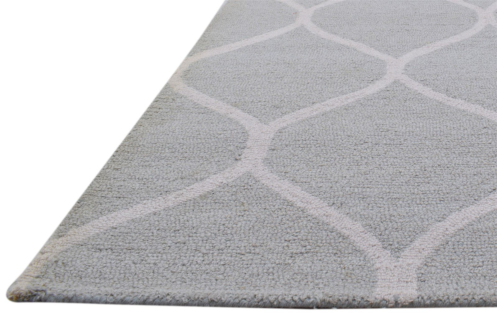 Wool Grey Rug 5' X 7' Modern Hand Tufted Moroccan Trellis Room Size Carpet 