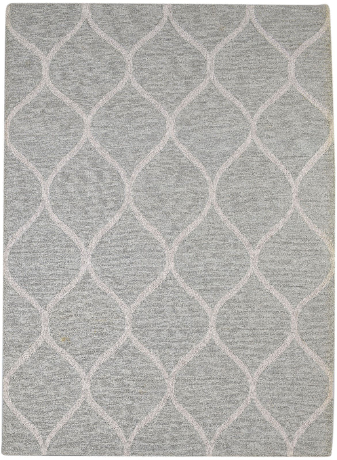 Wool Grey Rug 5' X 7' Modern Hand Tufted Moroccan Trellis Room Size Carpet 