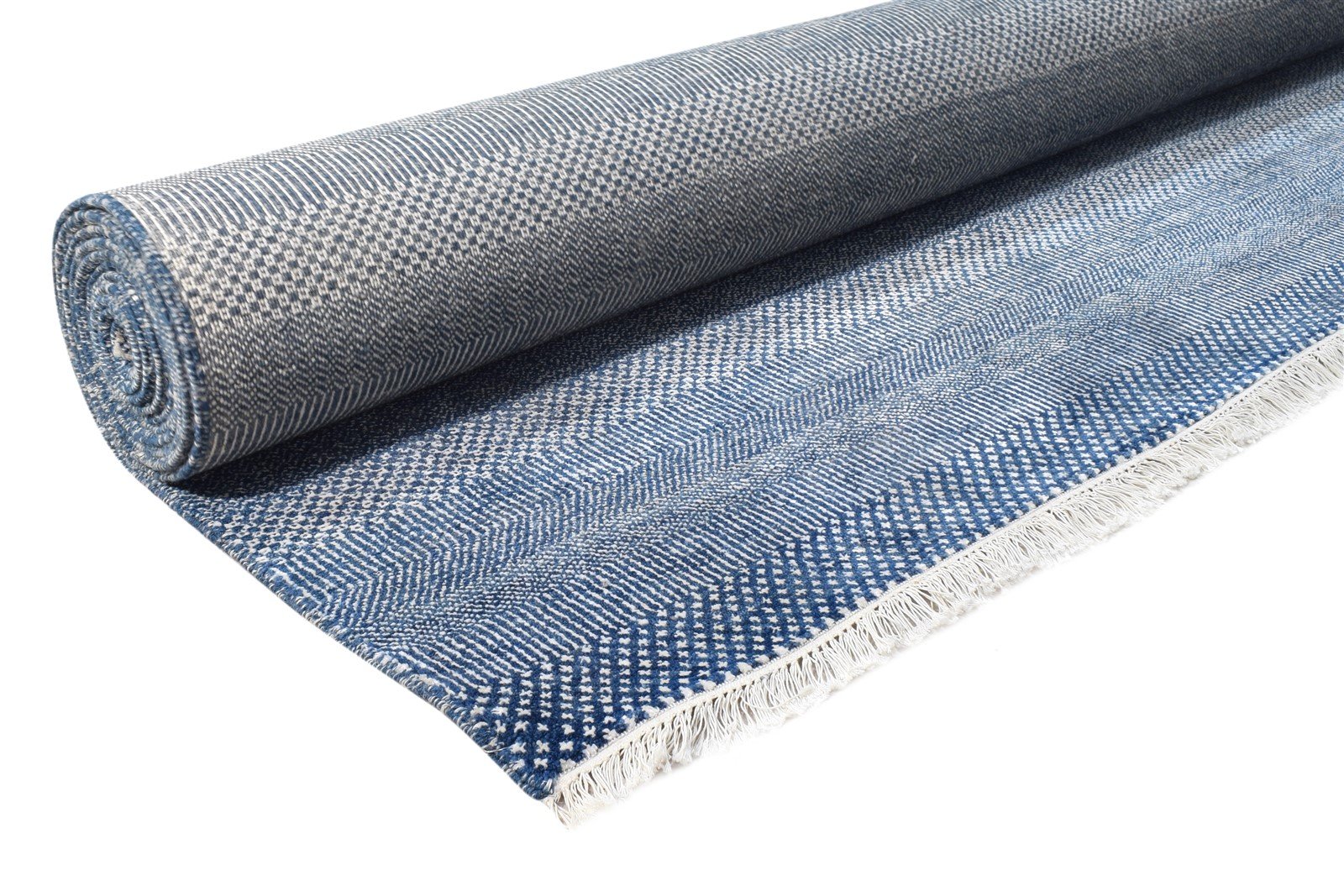 12X15 Rug Wool Blue Modern Hand Knotted Agra Grass Trellis Extra Large Carpet   7864615633045