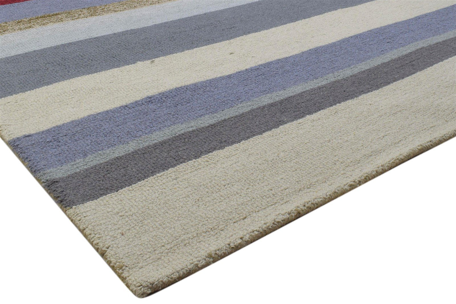 5X8 Rug Wool Multi Color Modern Hand Tufted Scandinavian Striped Room Size 