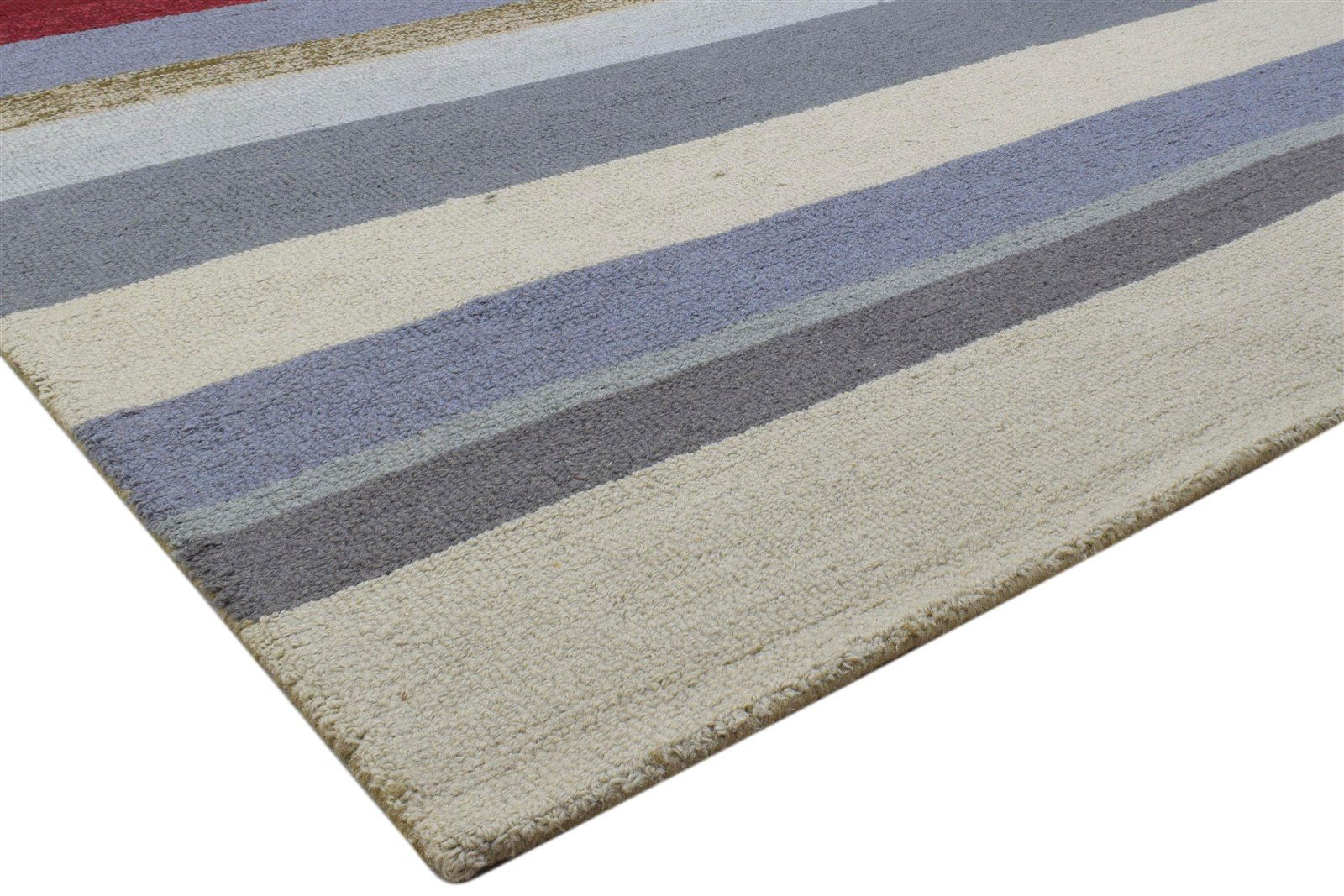 5X8 Rug Wool Multi Color Modern Hand Tufted Scandinavian Striped Room Size 