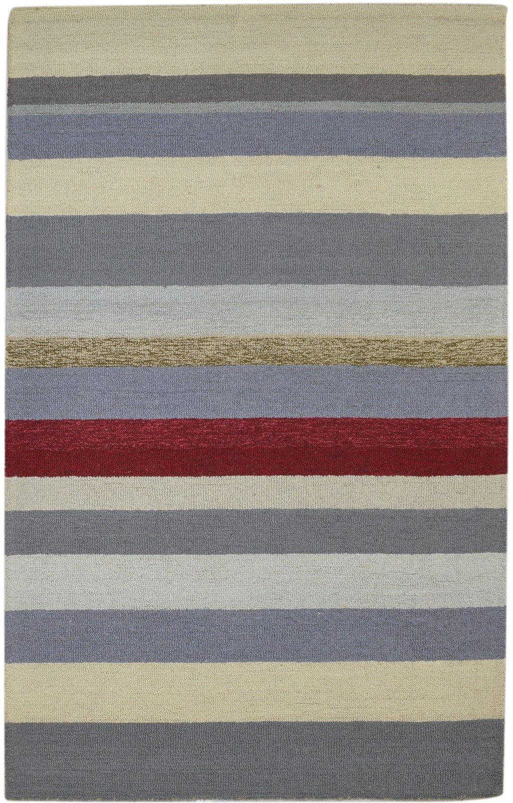 5X8 Rug Wool Multi Color Modern Hand Tufted Scandinavian Striped Room Size