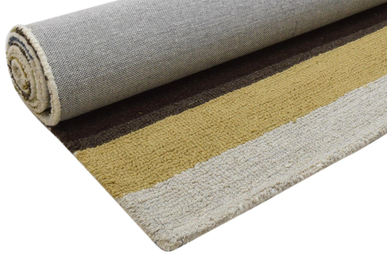 Multi Color Wool Rug 5X8 Modern Hand Tufted Scandinavian Striped Room Size 