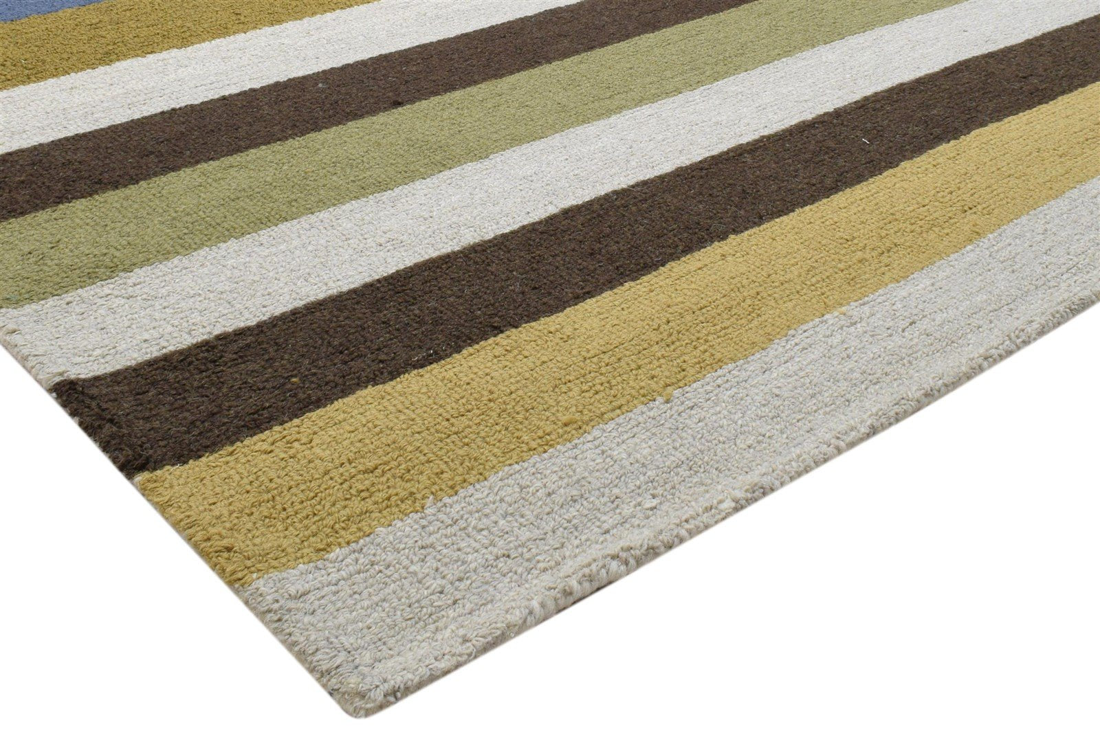 Multi Color Wool Rug 5X8 Modern Hand Tufted Scandinavian Striped Room Size 