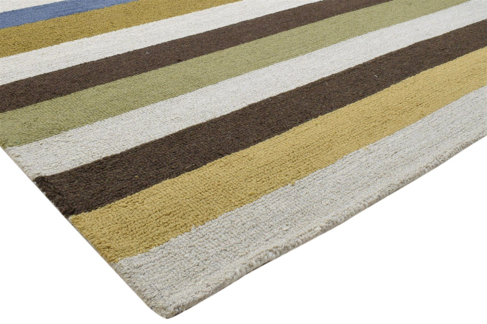 Multi Color Wool Rug 5X8 Modern Hand Tufted Scandinavian Striped Room Size 