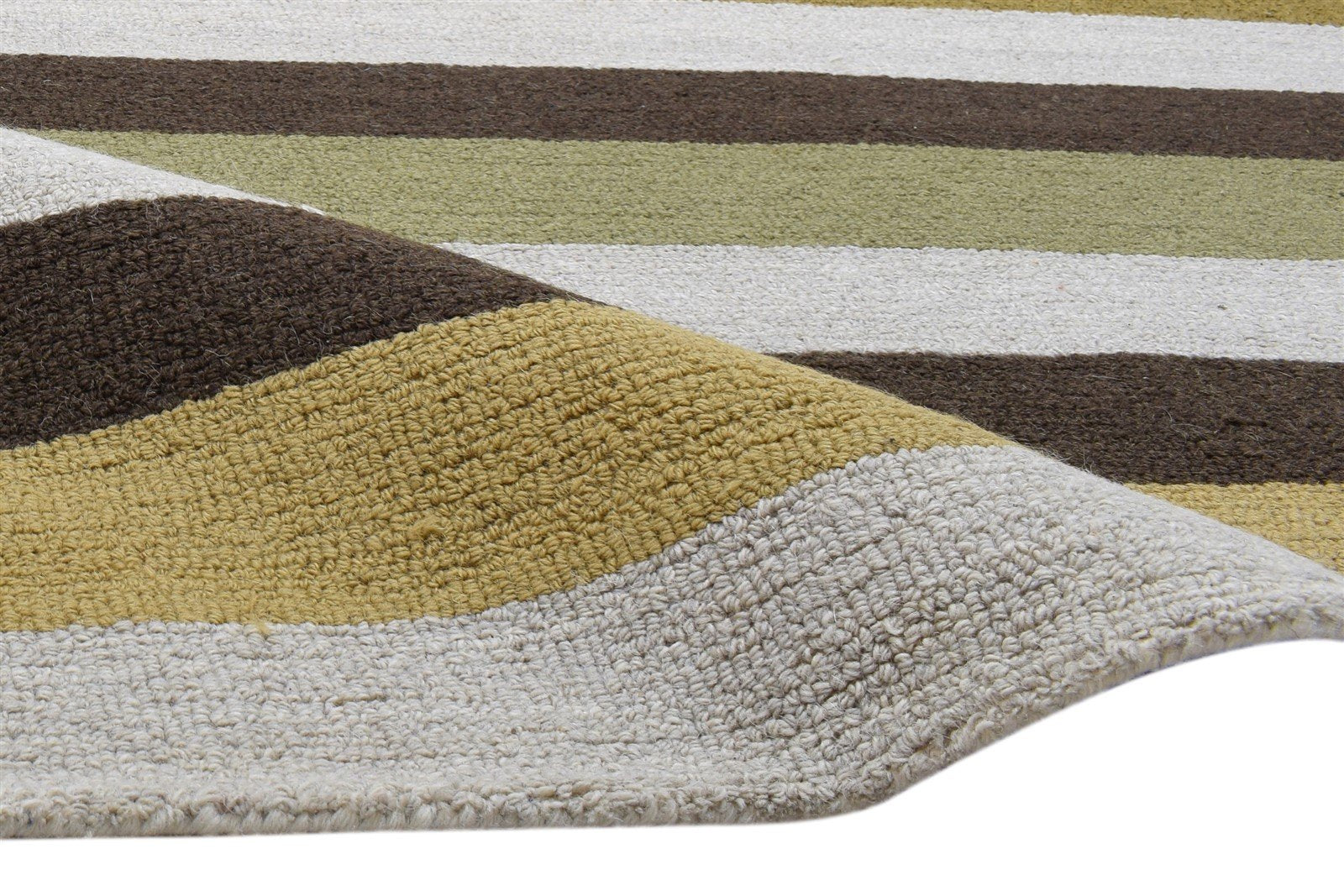 Multi Color Wool Rug 5X8 Modern Hand Tufted Scandinavian Striped Room Size 