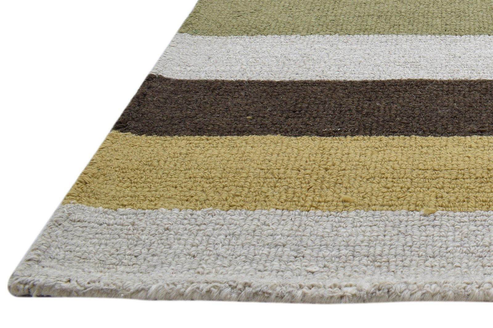 Multi Color Wool Rug 5X8 Modern Hand Tufted Scandinavian Striped Room Size 