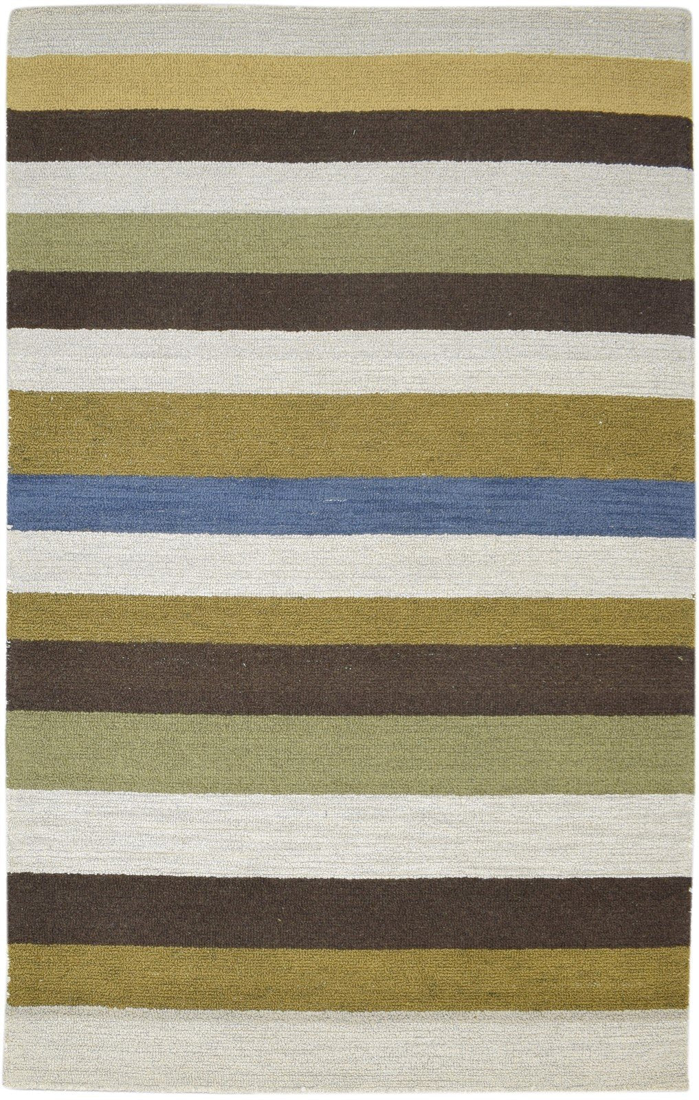 Multi Color Wool Rug 5X8 Modern Hand Tufted Scandinavian Striped Room Size 