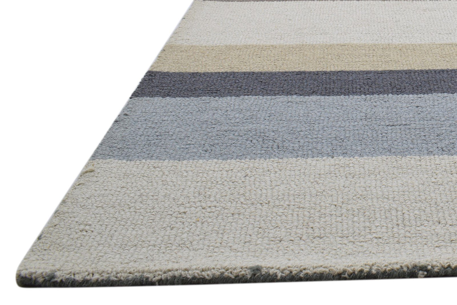 Multi Color Wool Rug 5X8 Modern Hand Tufted Scandinavian Striped Room Size 