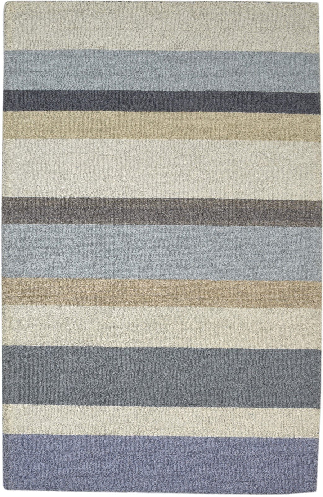 Multi Color Wool Rug 5X8 Modern Hand Tufted Scandinavian Striped Room Size 