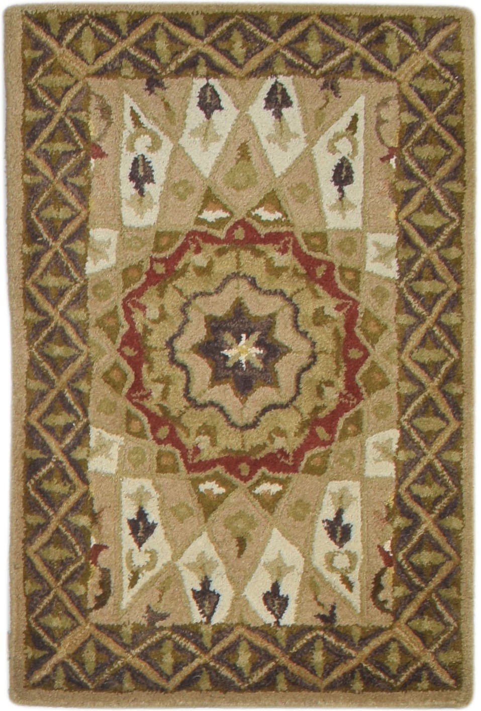 Beige Wool Rug 2' X 3' Persian Hand Tufted Nain Oriental Small Carpet 