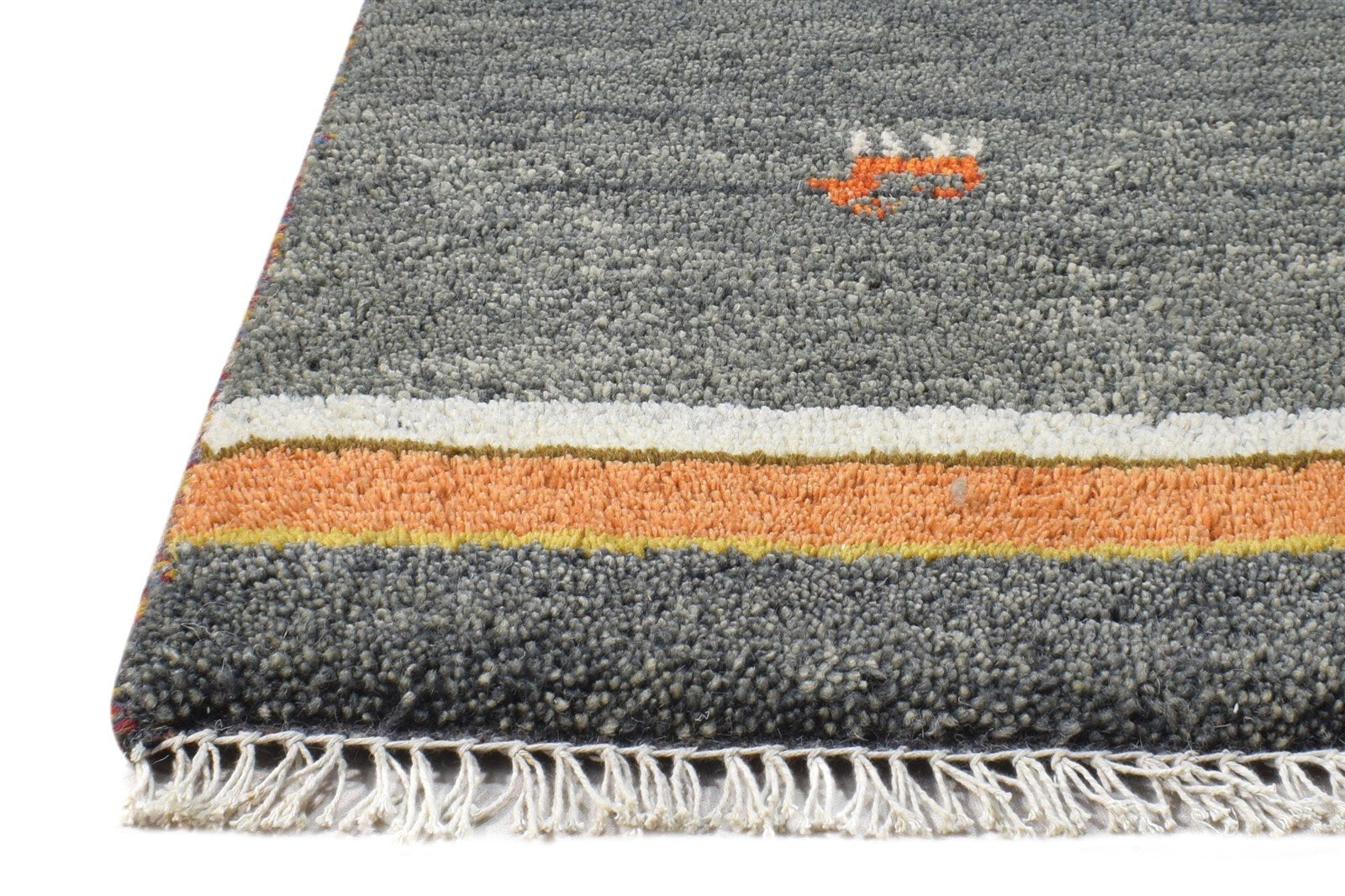 1X2 Rug Wool Dark Grey Southwestern Hand Knotted American Tribal Small Carpet   7865060688021