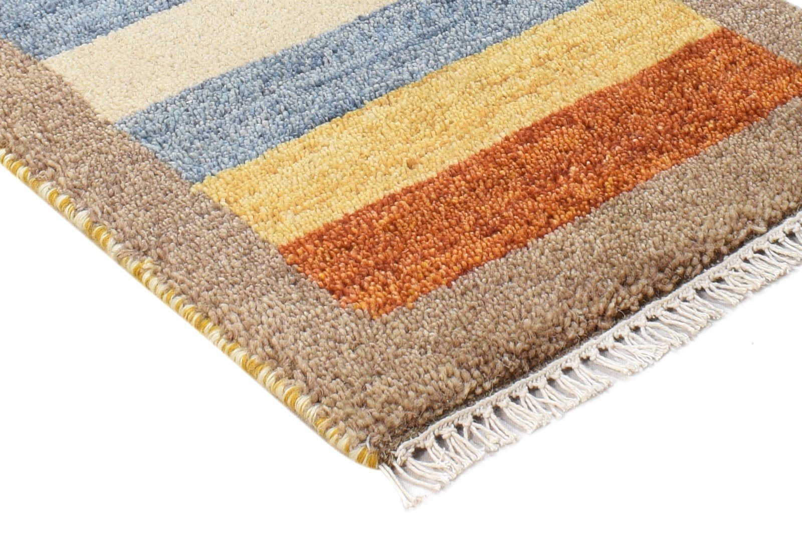 1X2 Rug Wool Multi Color Modern Hand Knotted Scandinavian Bordered Small Carpet   7865098862741