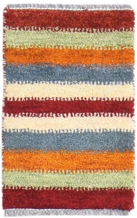 1X2 Rug Wool Multi Color Southwestern Hand Knotted Gabbeh Striped Small Carpet   7865059704981