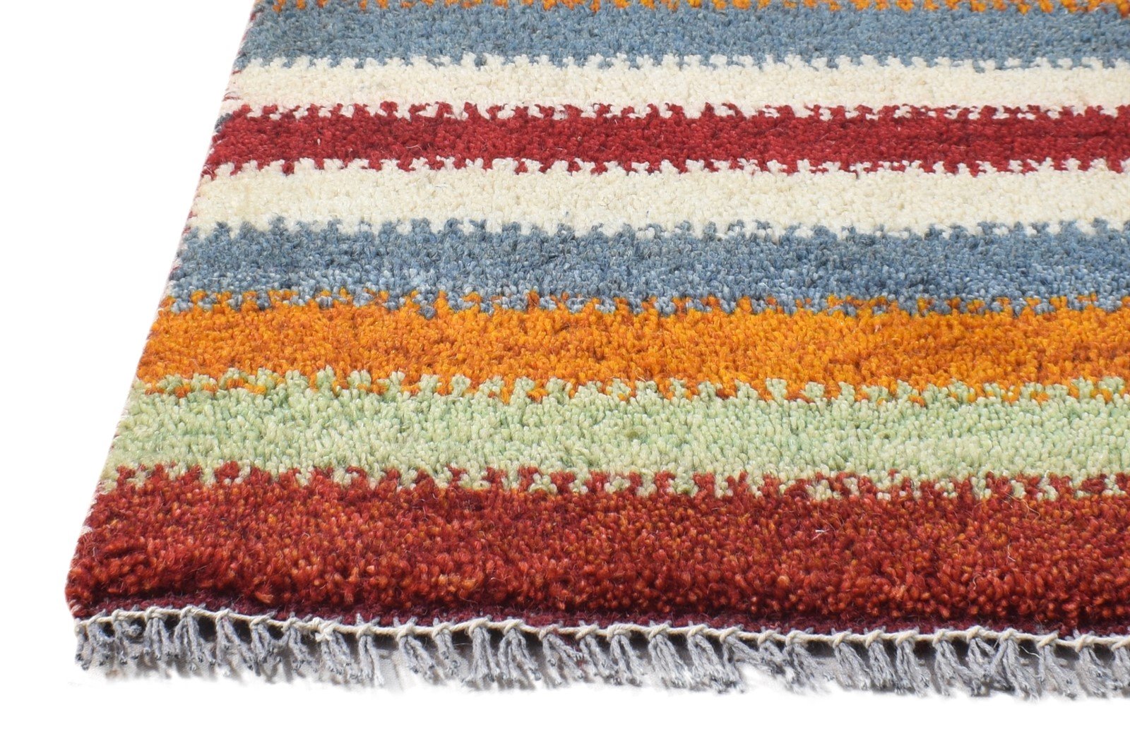 1X2 Rug Wool Multi Color Southwestern Hand Knotted Gabbeh Striped Small Carpet   7865059704981
