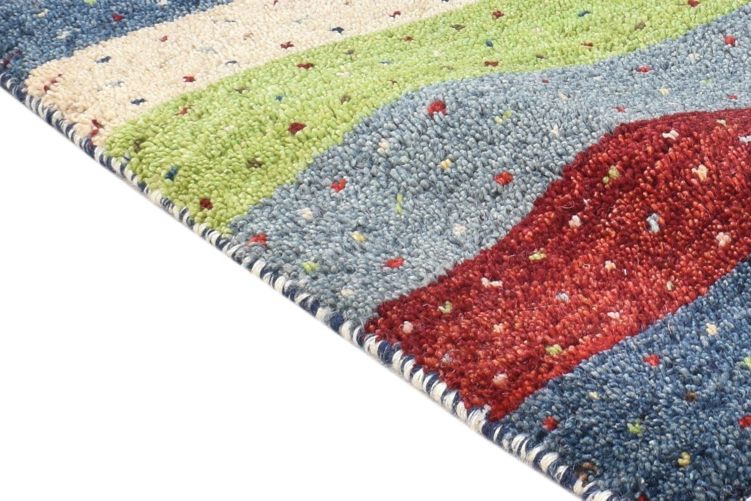Janet 1X2 Rug Wool Multi Color Southwestern Hand Knotted Gabbeh Striped   7865090113685