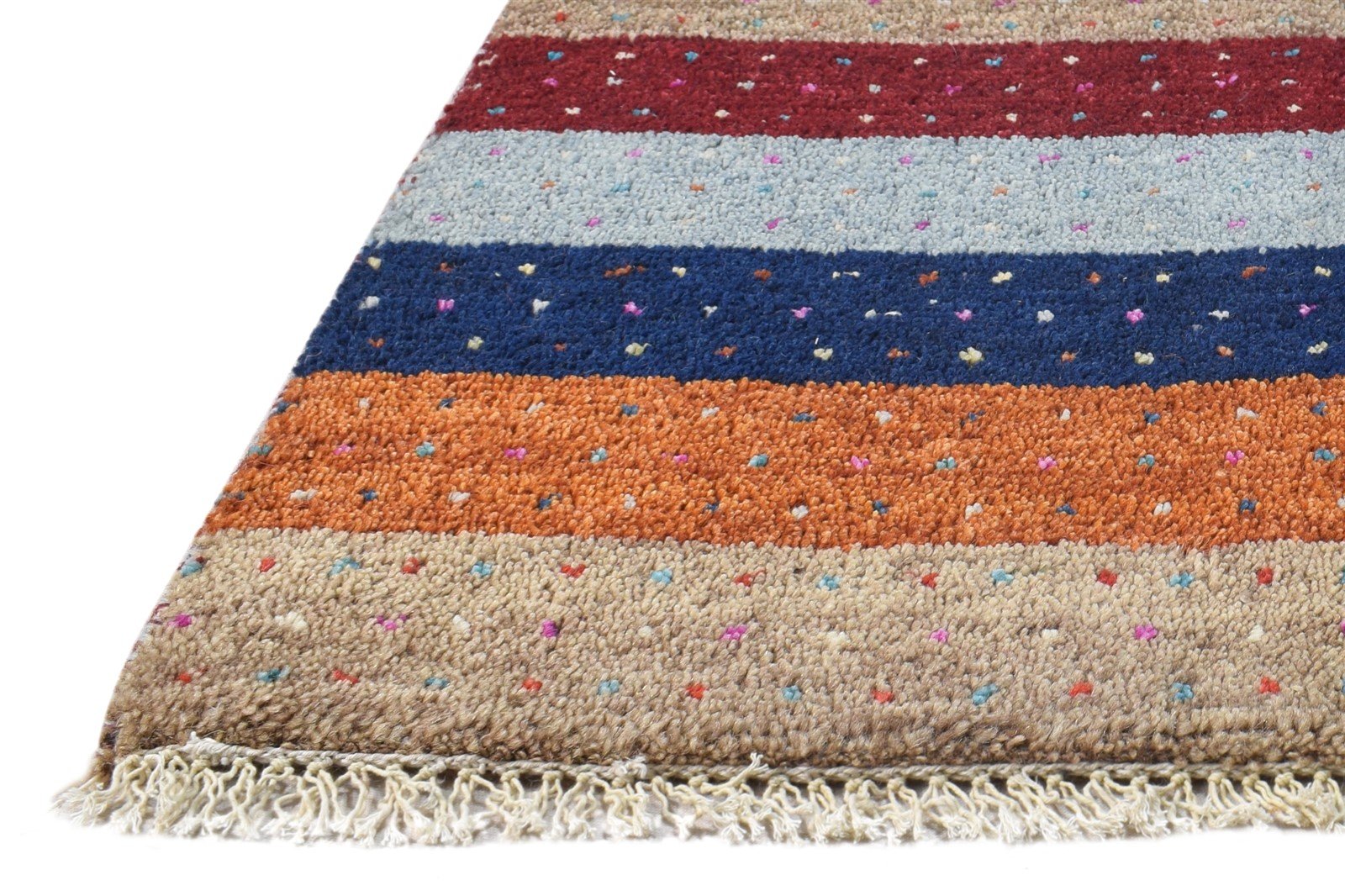 1X2 Rug Wool Multi Color Southwestern Hand Knotted Gabbeh Striped Small Carpet   7865087754389