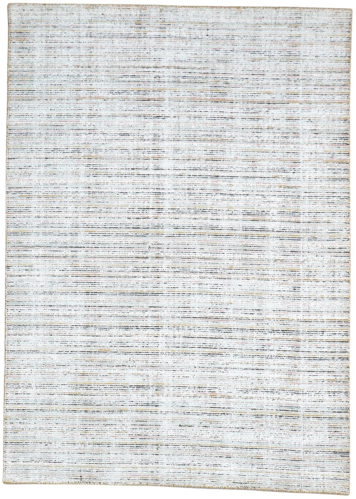 1X6 Rug Wool / Silk Silver Modern Handloom Scandinavian Striped Small Runner   7864153899157