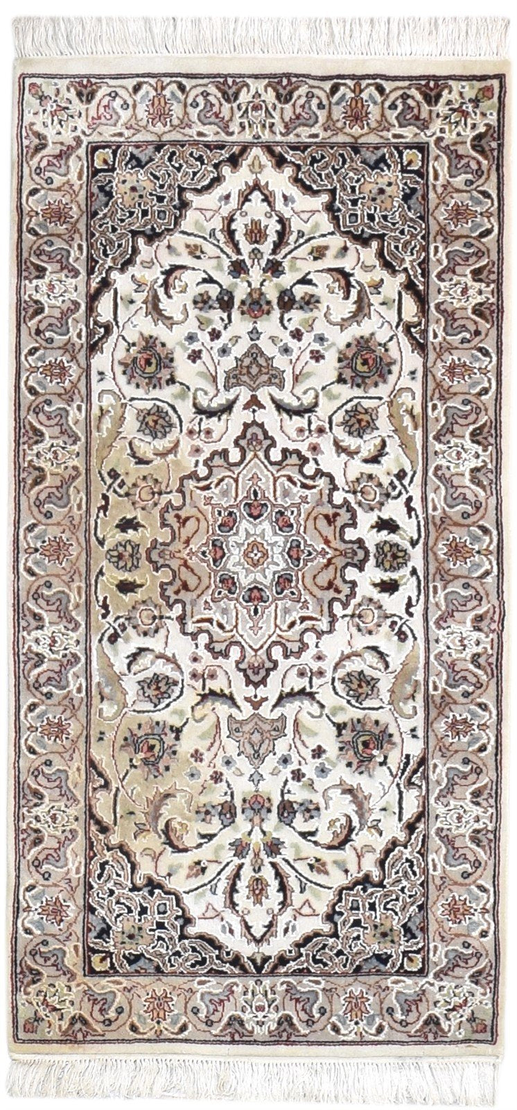 2'6 X 5' Rug Wool Cream Persian Hand Knotted Nain Oriental Small Carpet   7864678383765