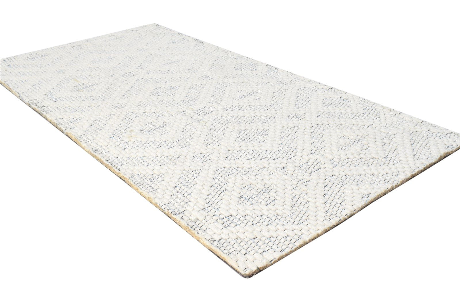 2'6 X 5' Rug Wool Off-White Modern Hand Woven Scandinavian Nordic Small Carpet   7865079562389