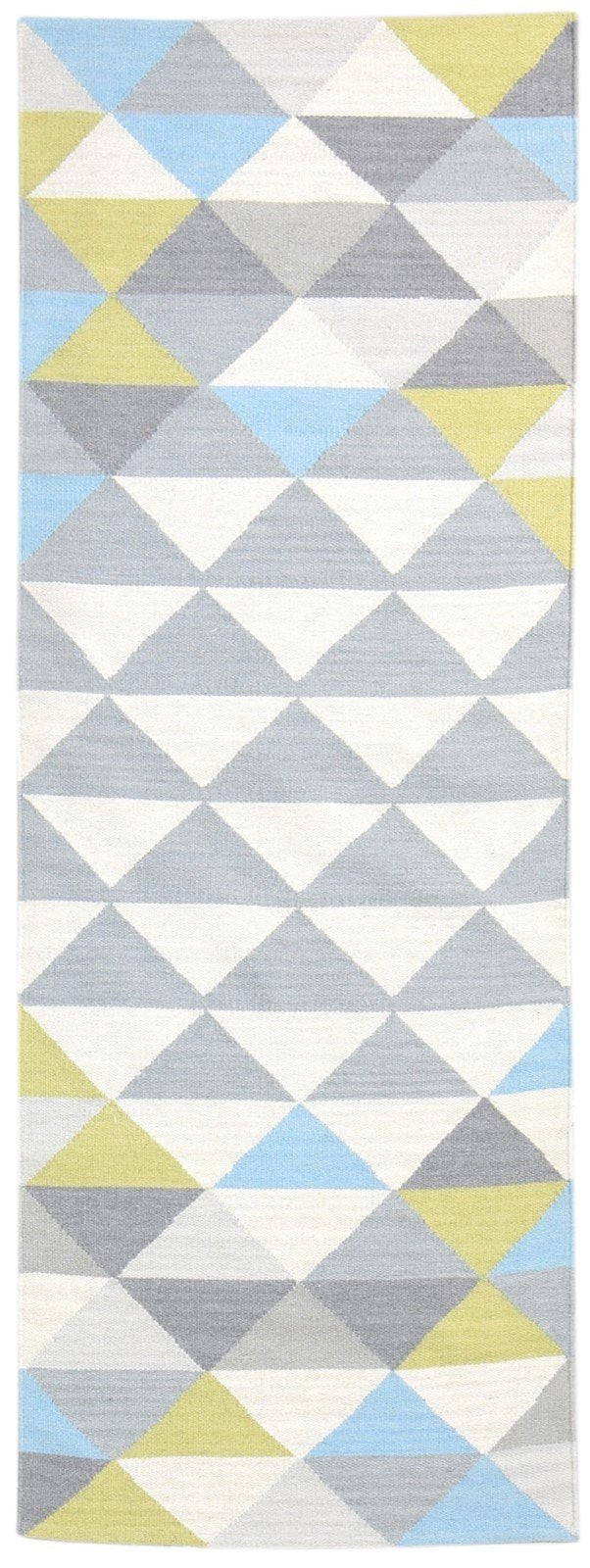 2'6 X 7' Rug Wool Grey Modern Dhurrie American Triangles Small Runner   7864672649365