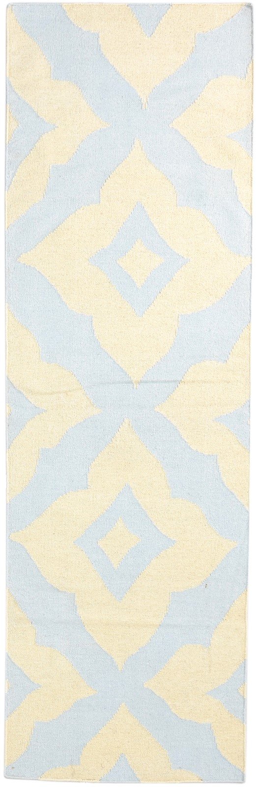 2'6 X 8' Rug Wool Blue Modern Dhurrie American Abstract Small Runner   7865167216789