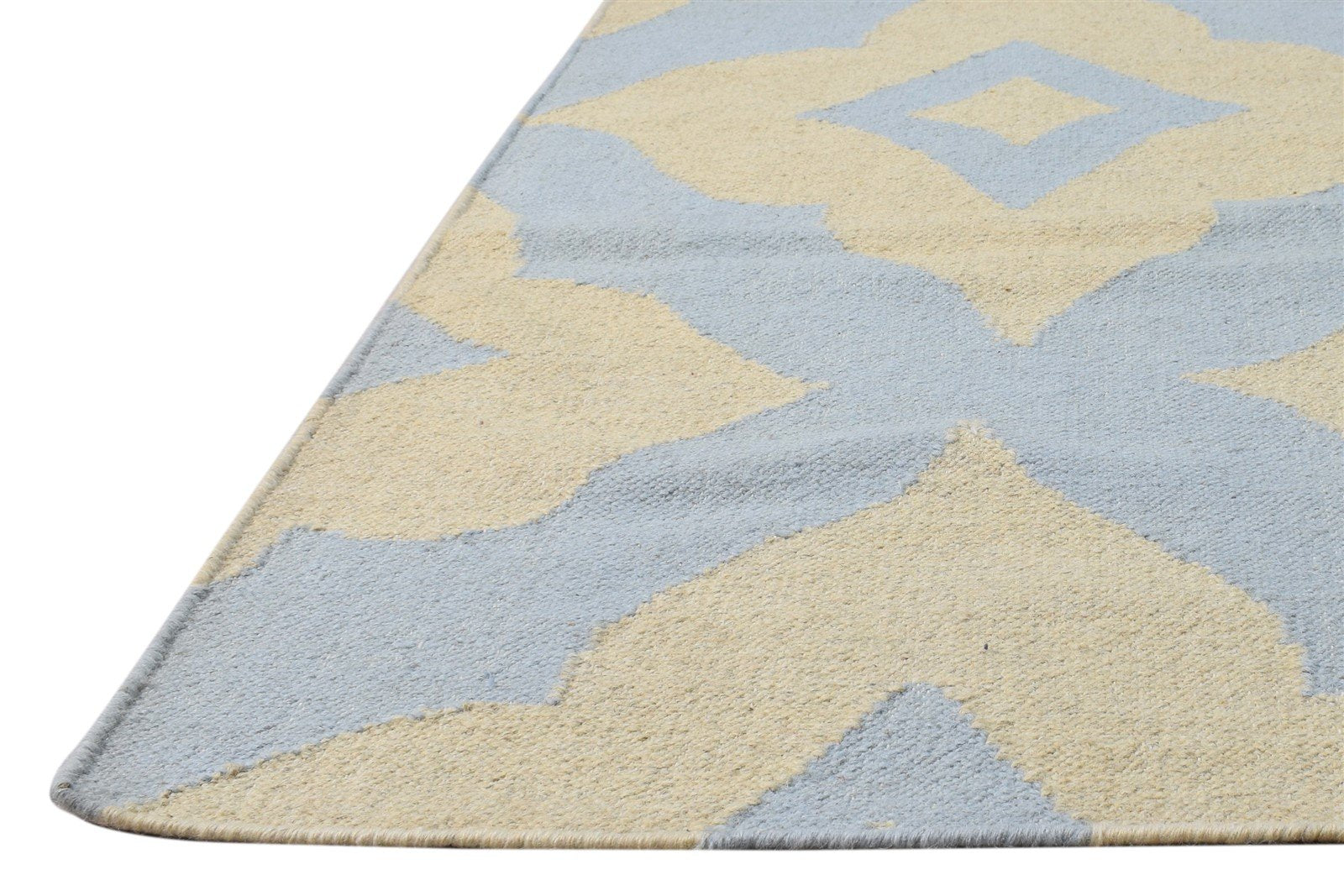 2'6 X 8' Rug Wool Blue Modern Dhurrie American Abstract Small Runner   7865167216789