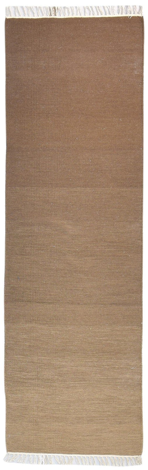 2'6 X 8' Rug Wool Brown Modern Dhurrie Scandinavian Solid Small Runner   7865198215317