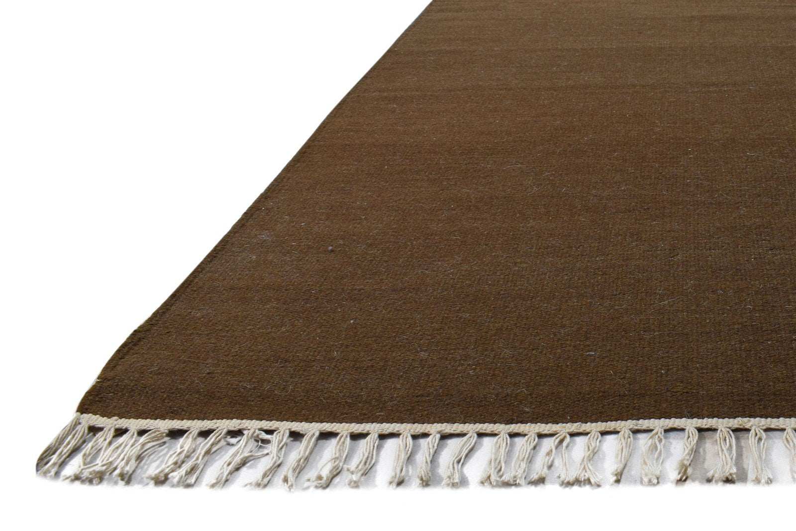 2'6 X 8' Rug Wool Brown Modern Dhurrie Scandinavian Solid Small Runner   7865198215317