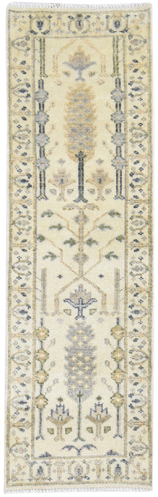 2'6 X 8' Rug Wool Cream Persian Hand Knotted Oushak Oriental Small Runner   7865017663637