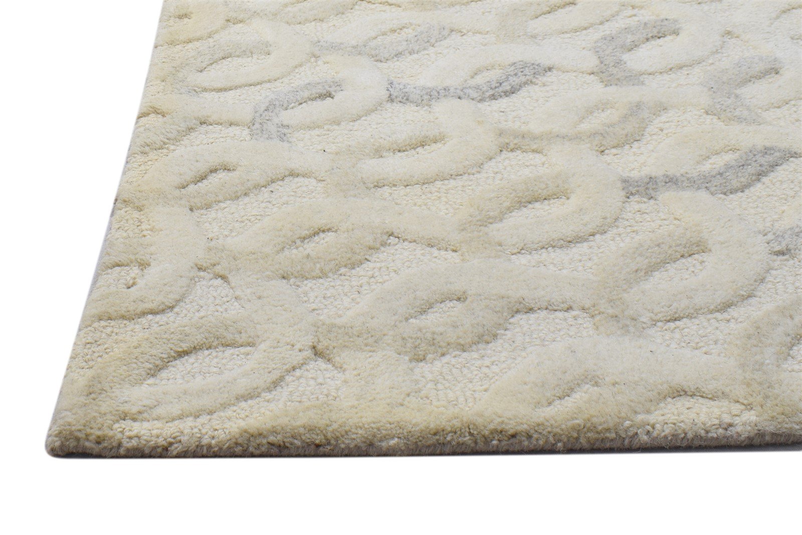 2'6 X 9' Rug Wool Beige Modern Hand Tufted Scandinavian Circles Small Runner   7864123818133