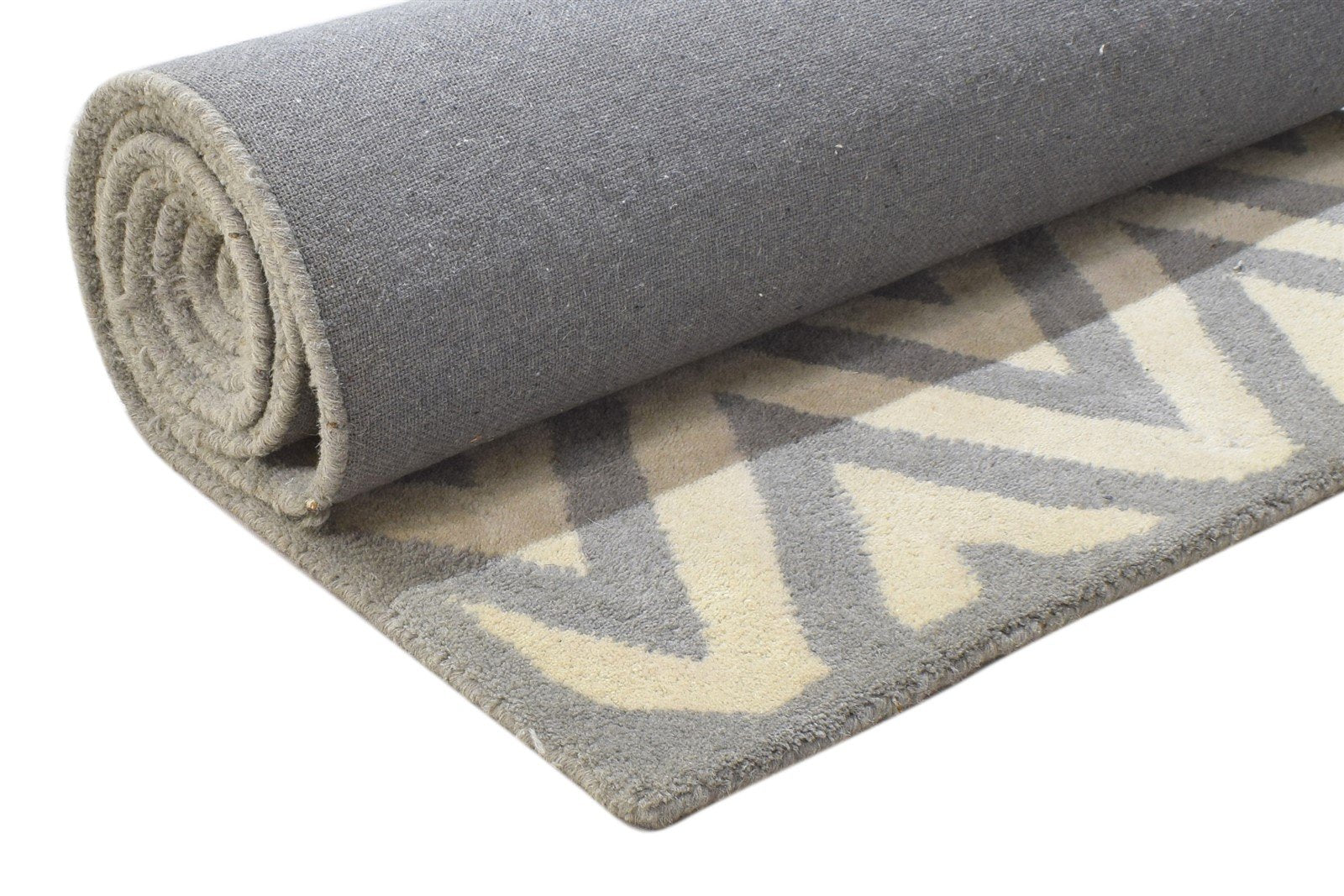 2'6 X 9' Rug Wool Grey Modern Hand Tufted Moroccan Chevron Small Runner   7864123490453