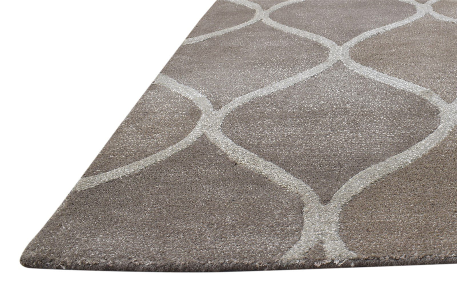 2' X 14' Rug Wool Brown Modern Hand Tufted Moroccan Trellis Small Runner   7864117821589