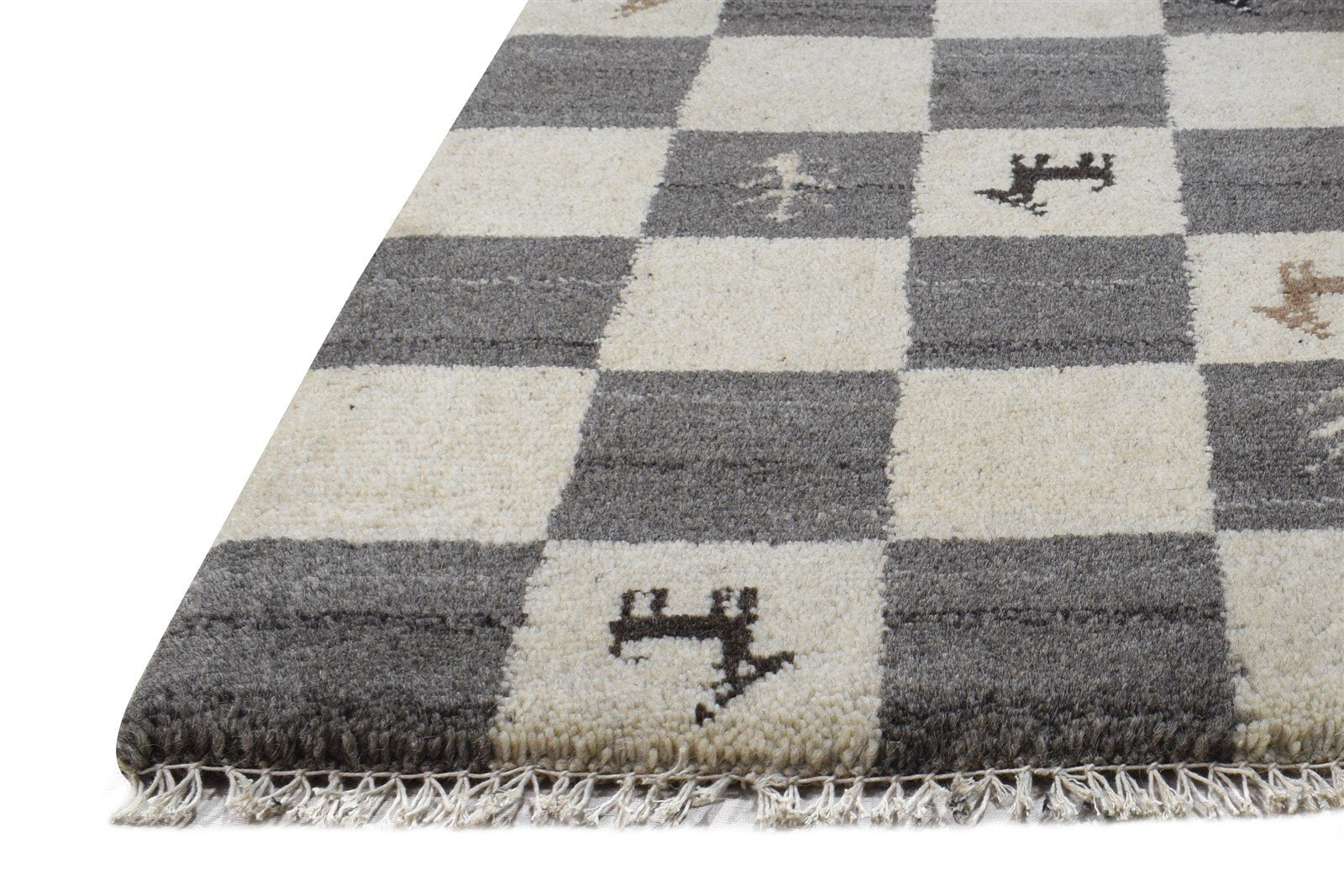 2' X 2' Rug Wool Beige Southwestern Hand Knotted Gabbeh Tribal Small Carpet   7865100664981