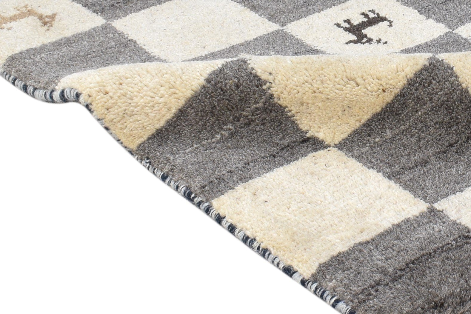 2' X 2' Rug Wool Beige Southwestern Hand Knotted Gabbeh Tribal Small Carpet   7865100664981