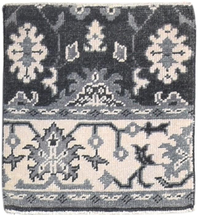 2' X 2' Rug Wool Black Persian Hand Knotted Oushak Oriental Small Carpet   7865154240661