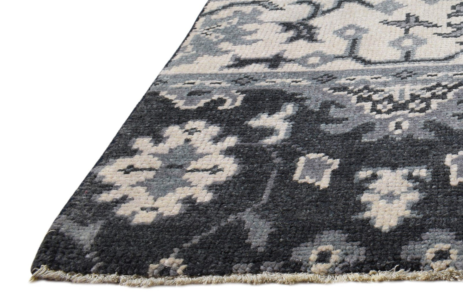 2' X 2' Rug Wool Black Persian Hand Knotted Oushak Oriental Small Carpet   7865154240661