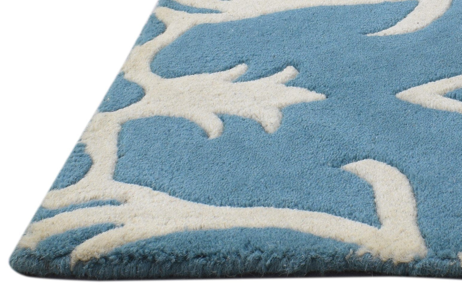 2' X 2' Rug Wool Blue Modern Hand Tufted Moroccan Floral Small Carpet   7864127946901