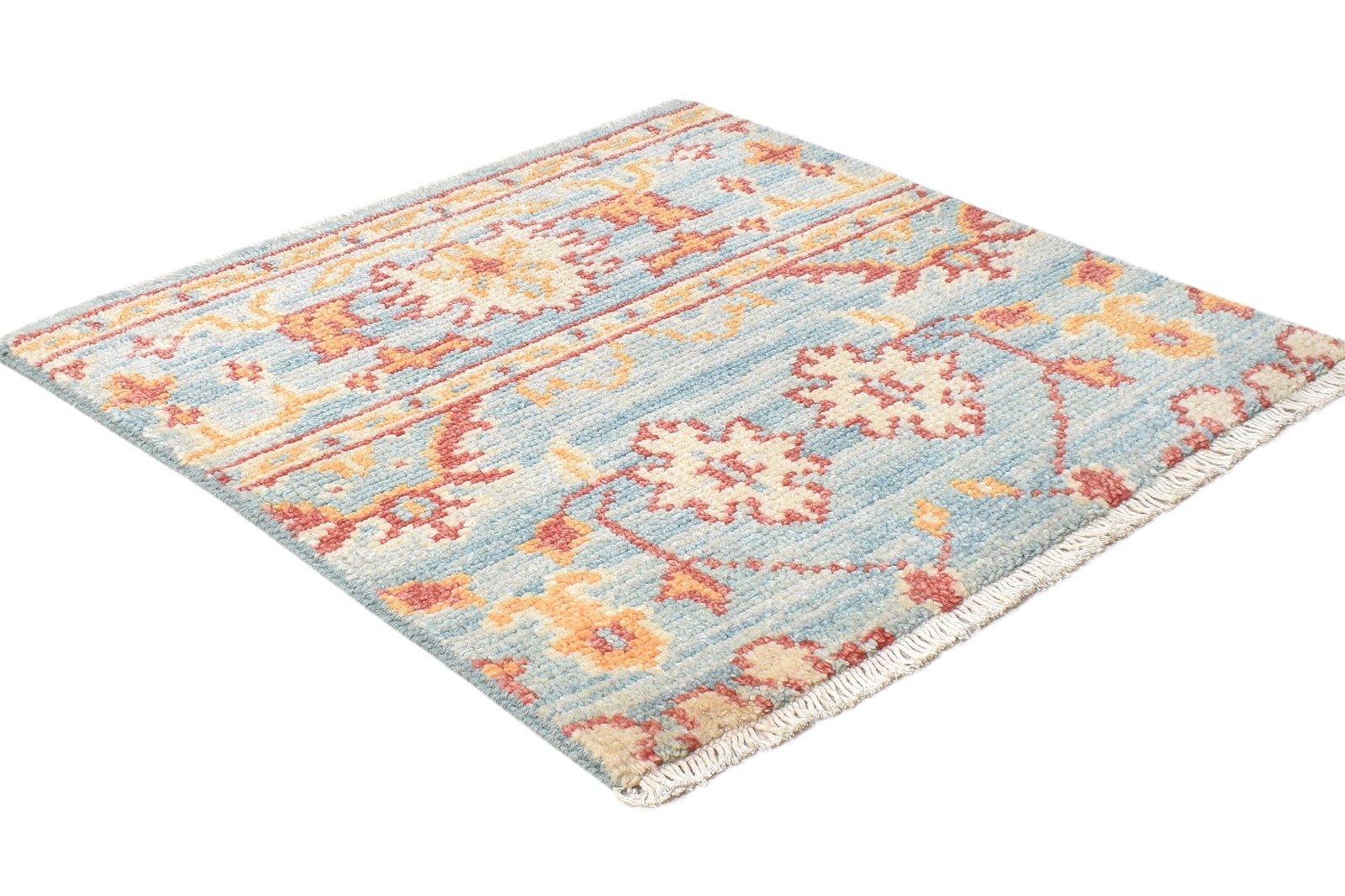 2' X 2' Rug Wool Blue Persian Hand Knotted Oushak Oriental Small Carpet   7864927092885