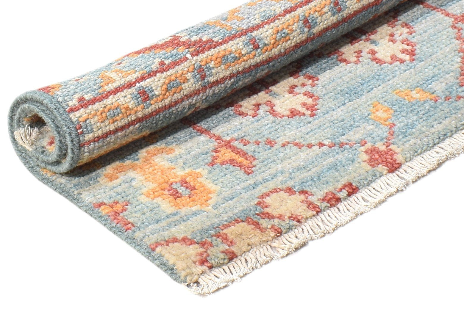 2' X 2' Rug Wool Blue Persian Hand Knotted Oushak Oriental Small Carpet   7864927092885