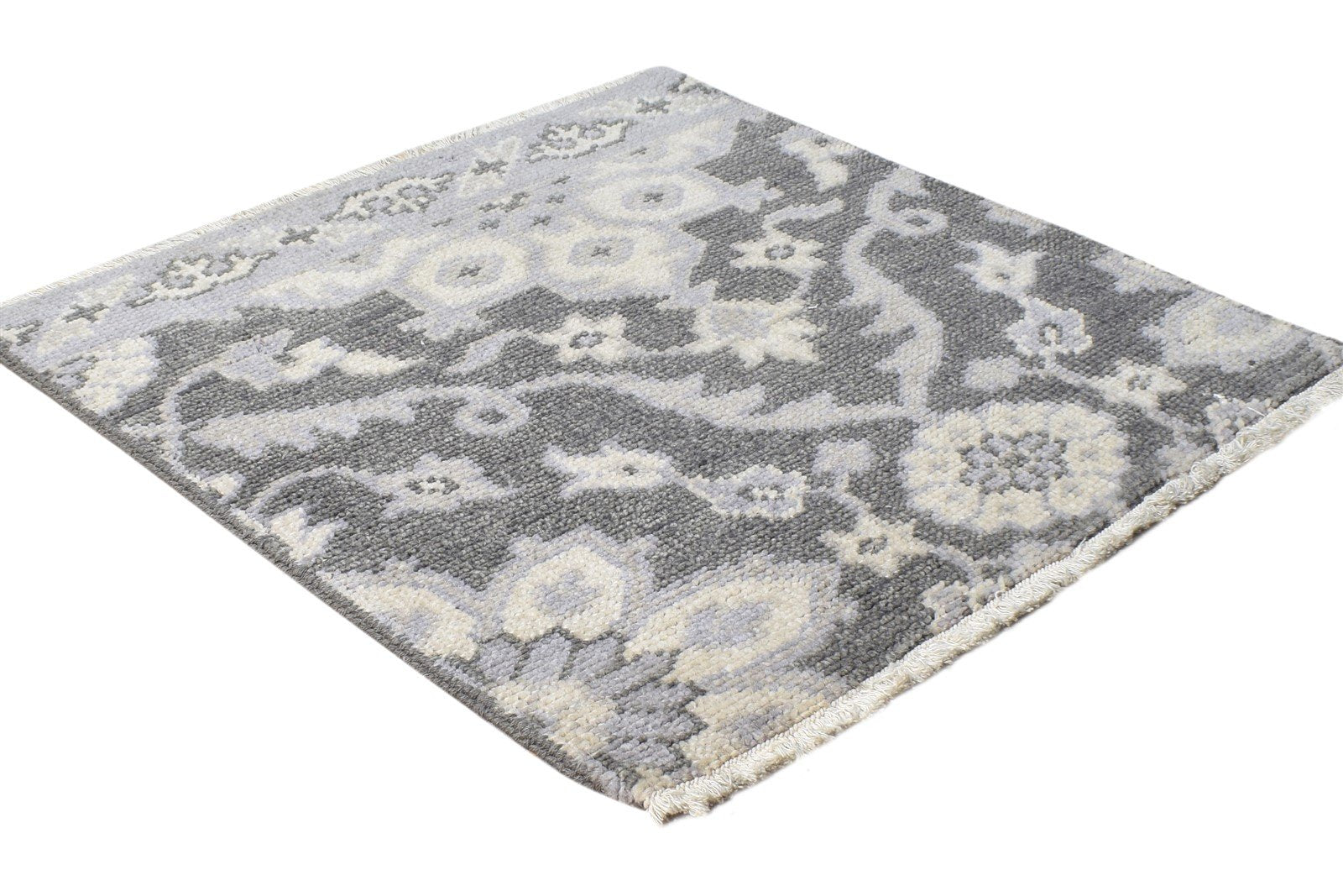 Candi 2' X 2' Rug Wool Dark Grey Persian Hand Knotted Oushak Oriental   7865158500501