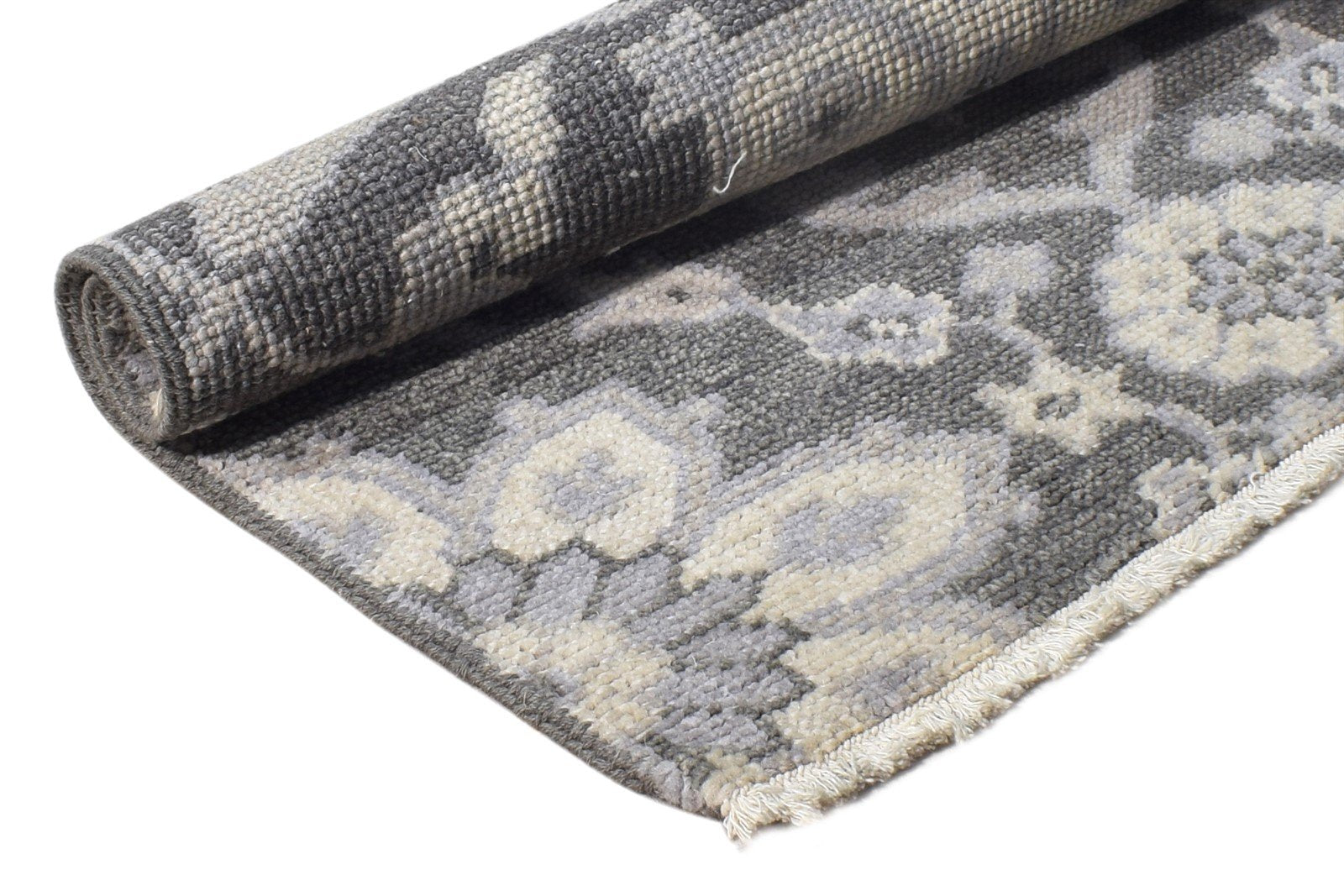 Candi 2' X 2' Rug Wool Dark Grey Persian Hand Knotted Oushak Oriental   7865158500501