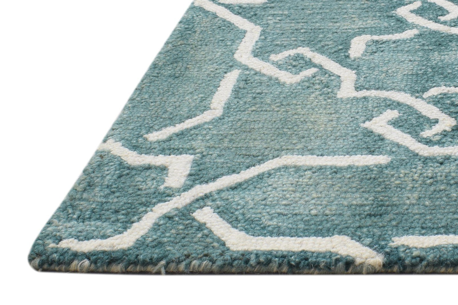 2' X 2' Rug Wool Green Modern Hand Tufted Moroccan Geometric Small Carpet   7864128667797
