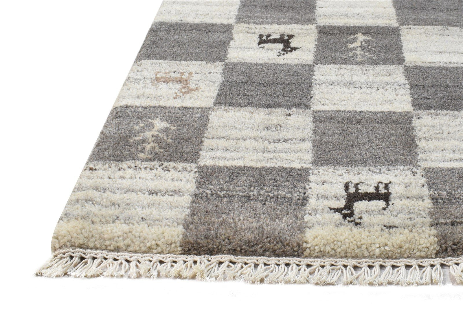 2' X 2' Rug Wool Grey Southwestern Hand Knotted Gabbeh Tribal Small Carpet   7865102205077