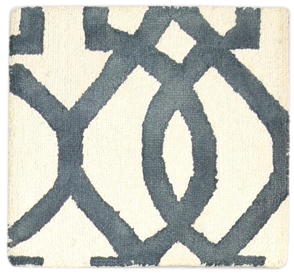 2' X 2' Rug Wool Ivory Modern Hand Tufted Moroccan Geometric Small Carpet   7864124932245