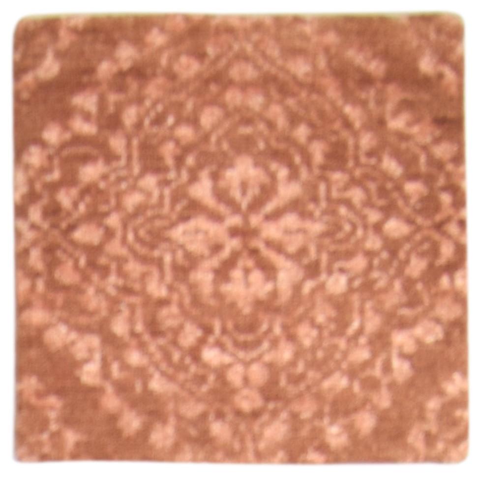 2' X 2' Rug Wool / Silk Rust Modern Hand Knotted Moroccan Trellis Small Carpet   7864124244117