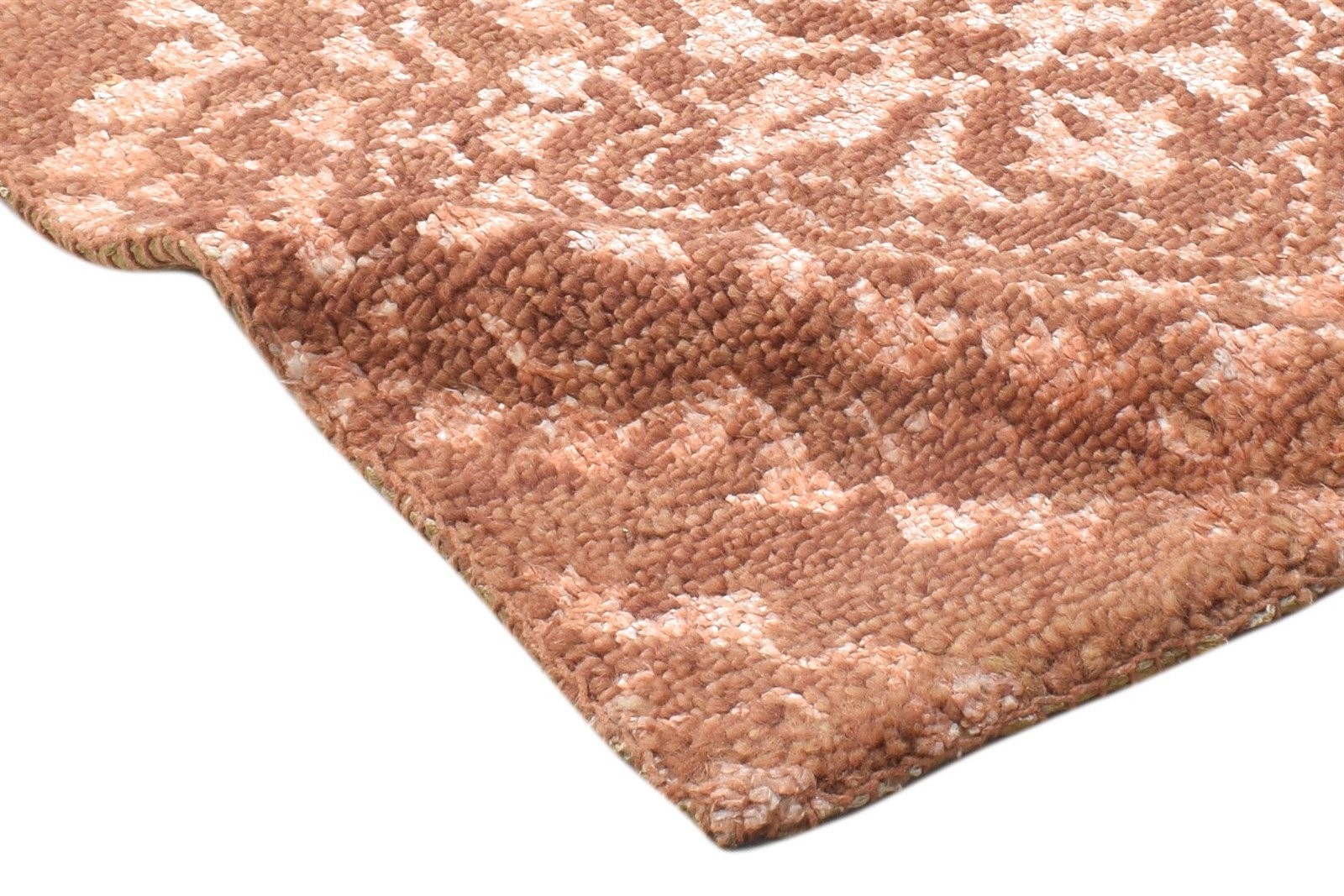 2' X 2' Rug Wool / Silk Rust Modern Hand Knotted Moroccan Trellis Small Carpet   7864124244117