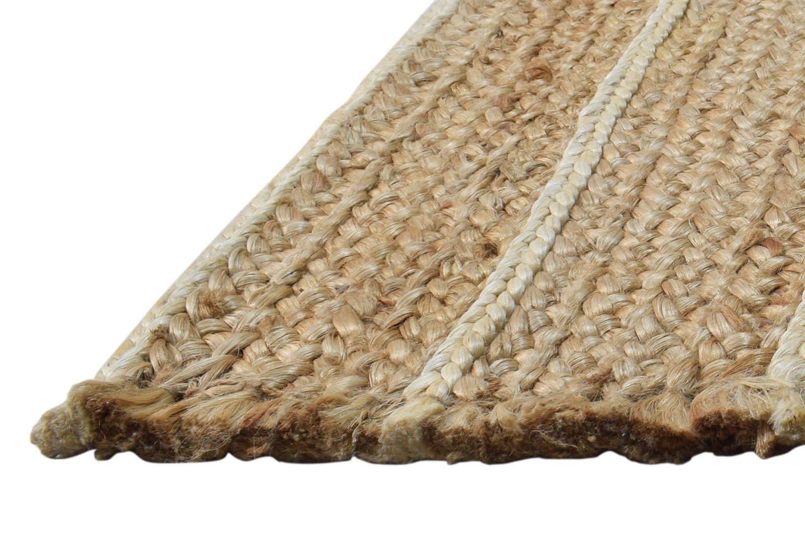 2' X 3' Rug Jute Cream Modern Hand Woven Scandinavian Striped Small Carpet   7864961138837