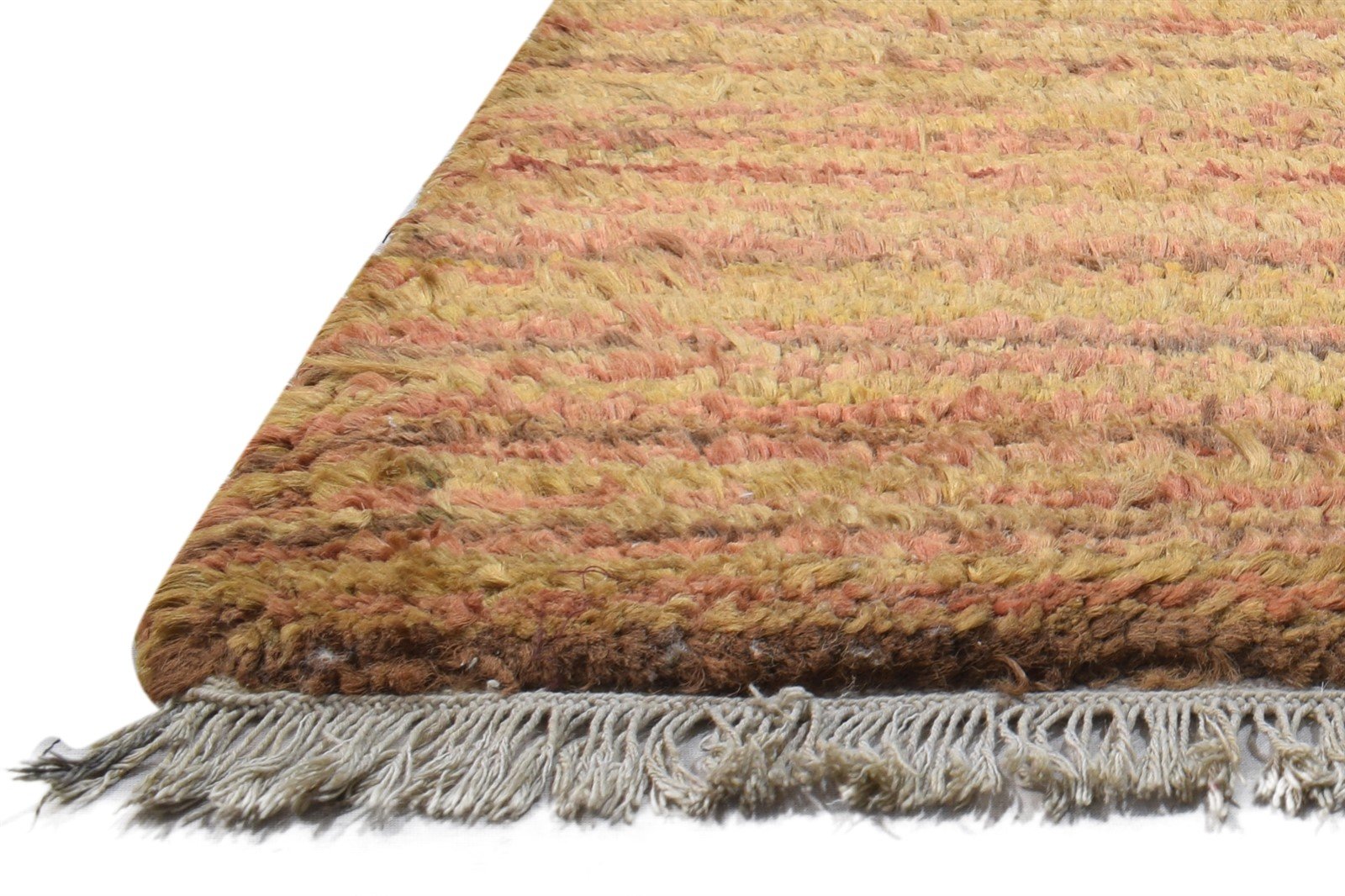 2' X 3' Rug Jute Gold Modern Hand Knotted Scandinavian Striped Small Carpet   7864100651157